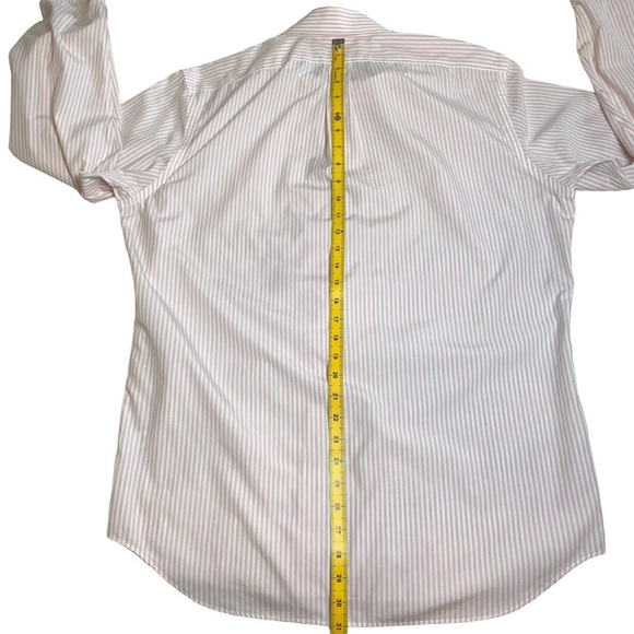 Banana Republic Mens White Pink Tan Striped Long Sleeve Button Down Dress Shirt - Picture 7 of 11